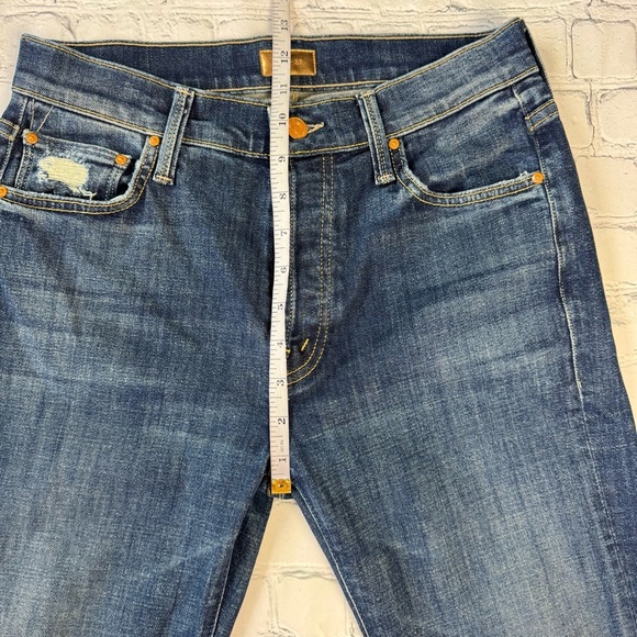 MOTHER Denim Scrapper Cuff Ankle Fray Unstitched blue Jeans size 25 - Picture 6 of 16